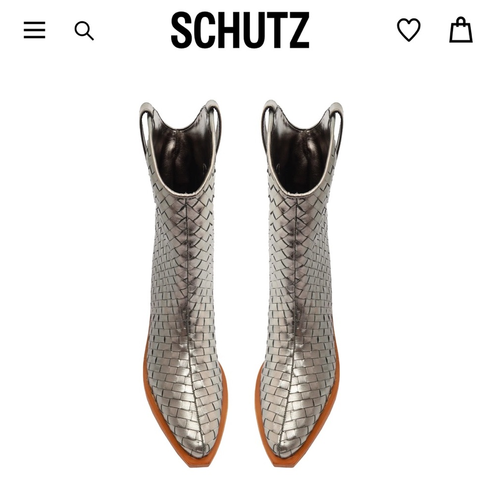 Schutz Silver Woven Women's Boots, 8.5